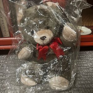 VTG NWT Soft And Cuddly Cuddle Wit Brown Bear With Red Bow 1988